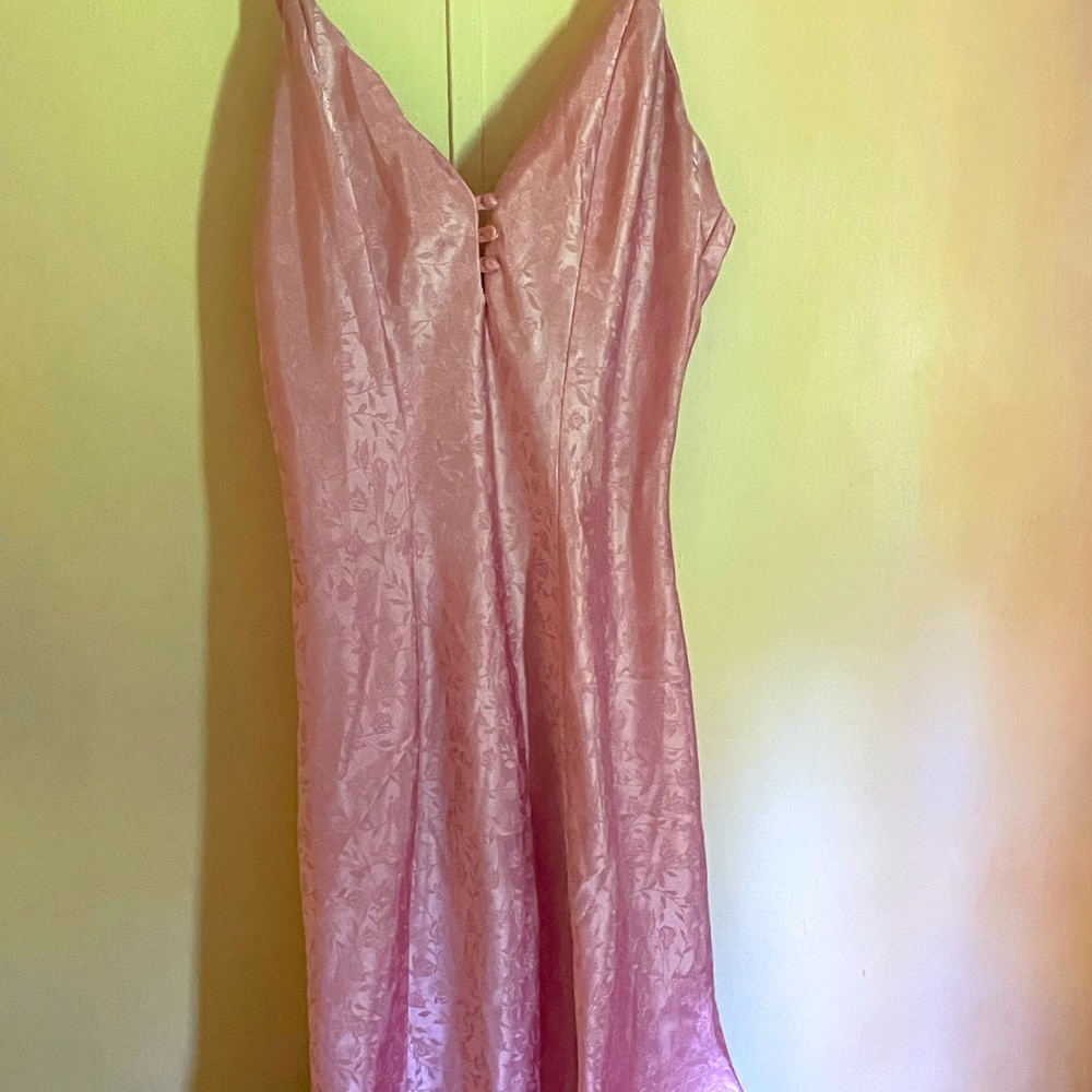 Pink satin maxi nighty